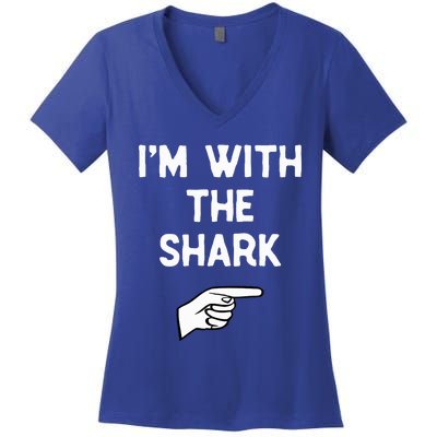 IM With The Shark Costume Halloween Matching Party Women's V-Neck T-Shirt