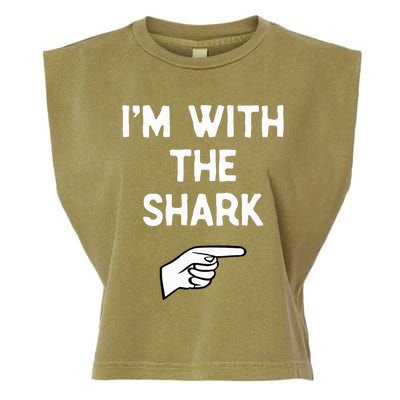 IM With The Shark Costume Halloween Matching Party Garment-Dyed Women's Muscle Tee