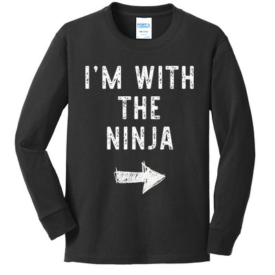 IM With The Ninja Costume Halloween Matching Couple Kids Long Sleeve Shirt