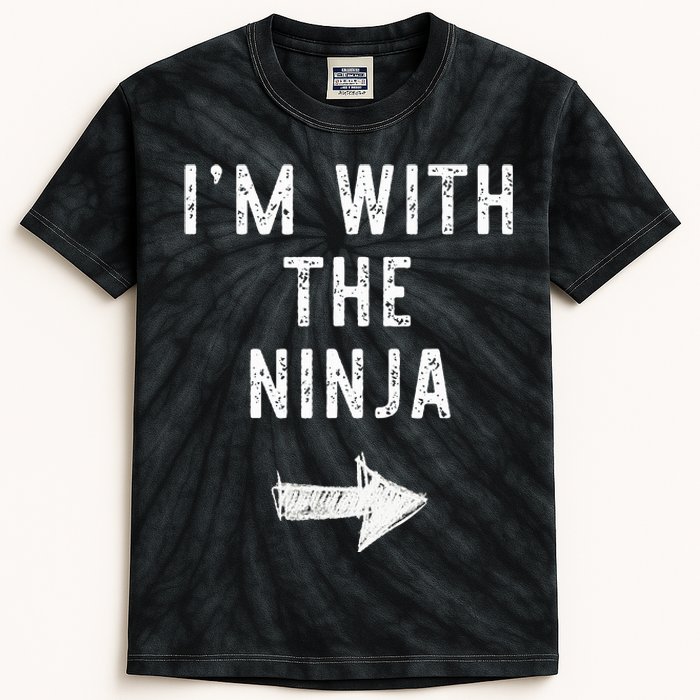 IM With The Ninja Costume Halloween Matching Couple Kids Tie-Dye T-Shirt