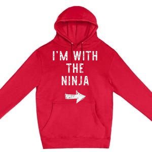 IM With The Ninja Costume Halloween Matching Couple Premium Pullover Hoodie