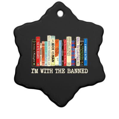 I'm With The Banned Read Banned Books Ceramic Star Ornament