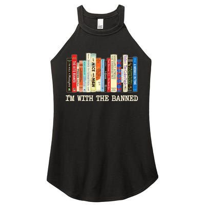 I'm With The Banned Read Banned Books Women's Perfect Tri Rocker Tank