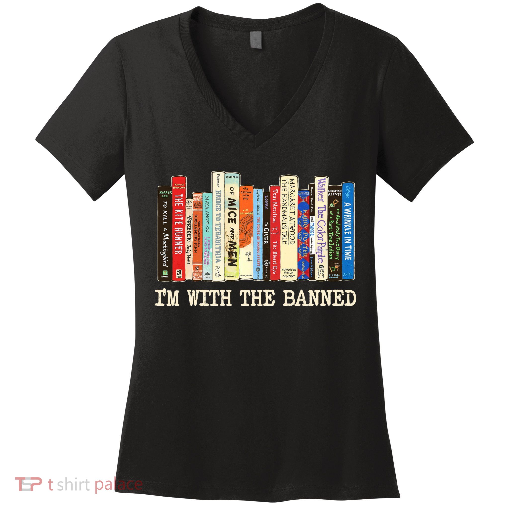 I'm With The Banned Read Banned Books Women's V-Neck T-Shirt
