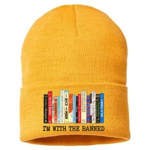 I'm With The Banned Read Banned Books Sustainable Knit Beanie