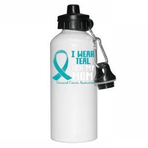 I Wear Teal For My Mom Teal Ribbon Cervical Cancer Awareness Cool Gift Aluminum Water Bottle