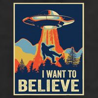 I Want To Believe Bigfoot Area 51 Alien Ufo 7 Panel Mesh Trucker Snapback Hat