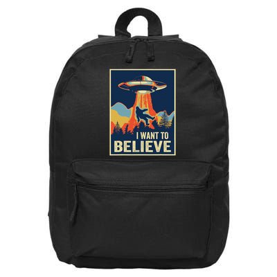 I Want To Believe Bigfoot Area 51 Alien Ufo 16 in Basic Backpack