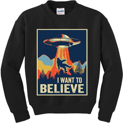 I Want To Believe Bigfoot Area 51 Alien Ufo Kids Sweatshirt