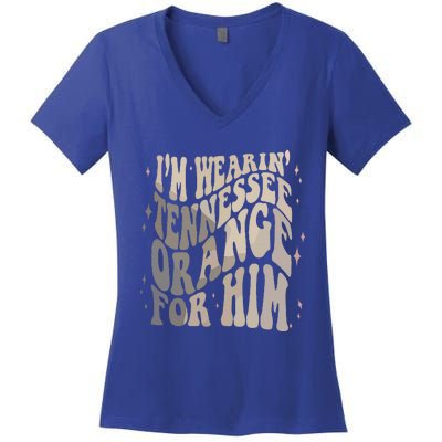 Im Wearing Tennessee Orange For Him Tennessee Football Women's V-Neck T-Shirt