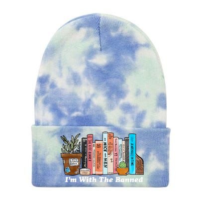 I'm With The Banned Book Funny Bookworm Gift Idea Trending Tie Dye 12in Knit Beanie