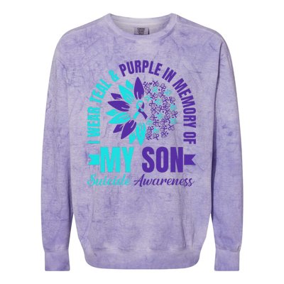 I Wear Teal Purple In Memory Of My Son Suicide Awareness Colorblast Crewneck Sweatshirt