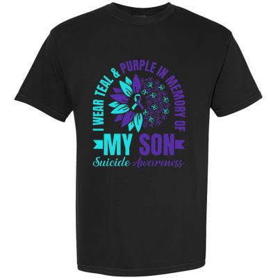 I Wear Teal Purple In Memory Of My Son Suicide Awareness Garment-Dyed Heavyweight T-Shirt