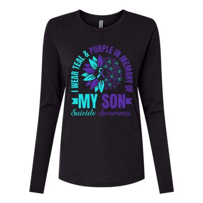 I Wear Teal Purple In Memory Of My Son Suicide Awareness Womens Cotton Relaxed Long Sleeve T-Shirt