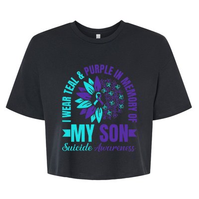 I Wear Teal Purple In Memory Of My Son Suicide Awareness Bella+Canvas Jersey Crop Tee