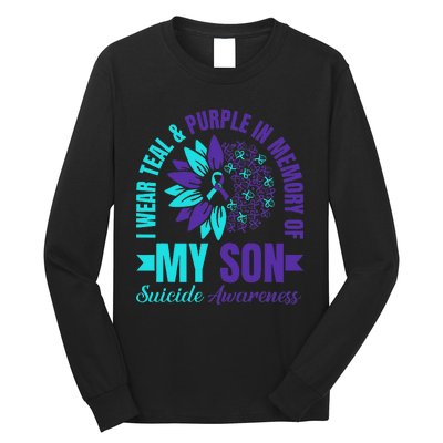 I Wear Teal Purple In Memory Of My Son Suicide Awareness Long Sleeve Shirt