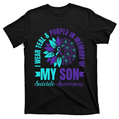 I Wear Teal Purple In Memory Of My Son Suicide Awareness T-Shirt