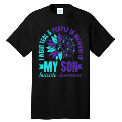 I Wear Teal Purple In Memory Of My Son Suicide Awareness Tall T-Shirt