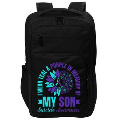 I Wear Teal Purple In Memory Of My Son Suicide Awareness Impact Tech Backpack