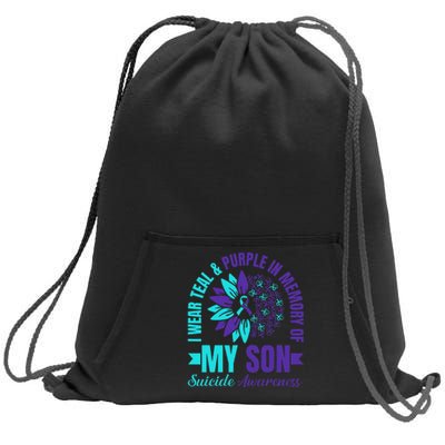 I Wear Teal Purple In Memory Of My Son Suicide Awareness Sweatshirt Cinch Pack Bag