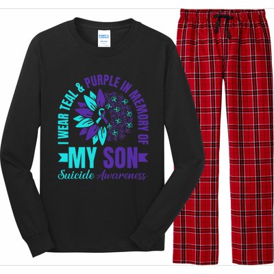 I Wear Teal Purple In Memory Of My Son Suicide Awareness Long Sleeve Pajama Set