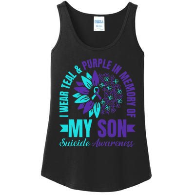 I Wear Teal Purple In Memory Of My Son Suicide Awareness Ladies Essential Tank