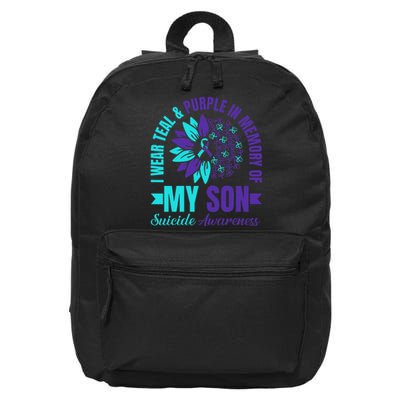 I Wear Teal Purple In Memory Of My Son Suicide Awareness 16 in Basic Backpack