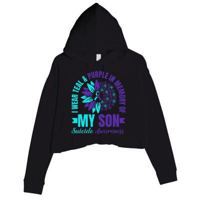 I Wear Teal Purple In Memory Of My Son Suicide Awareness Crop Fleece Hoodie