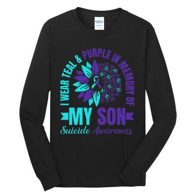 I Wear Teal Purple In Memory Of My Son Suicide Awareness Tall Long Sleeve T-Shirt