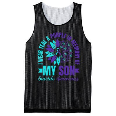 I Wear Teal Purple In Memory Of My Son Suicide Awareness Mesh Reversible Basketball Jersey Tank