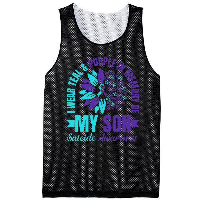 I Wear Teal Purple In Memory Of My Son Suicide Awareness Mesh Reversible Basketball Jersey Tank