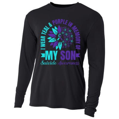 I Wear Teal Purple In Memory Of My Son Suicide Awareness Cooling Performance Long Sleeve Crew