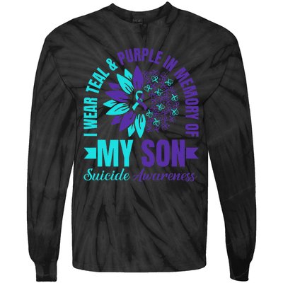 I Wear Teal Purple In Memory Of My Son Suicide Awareness Tie-Dye Long Sleeve Shirt