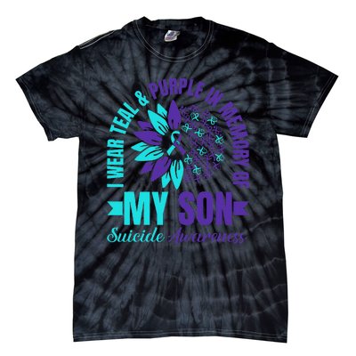 I Wear Teal Purple In Memory Of My Son Suicide Awareness Tie-Dye T-Shirt