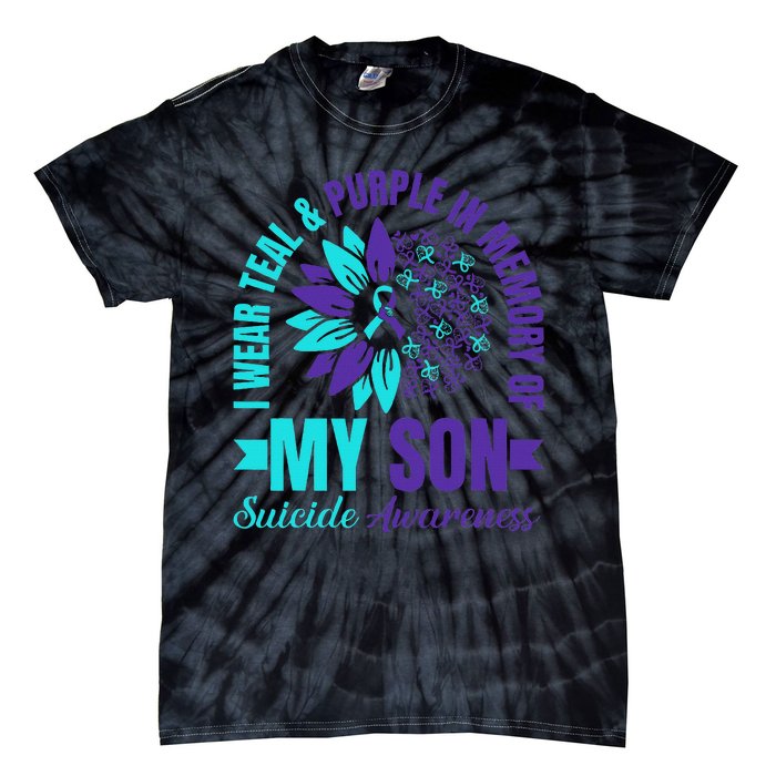 I Wear Teal Purple In Memory Of My Son Suicide Awareness Tie-Dye T-Shirt