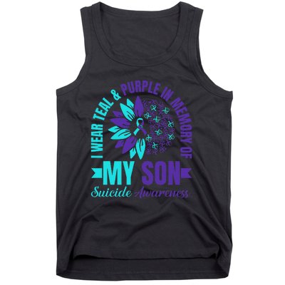 I Wear Teal Purple In Memory Of My Son Suicide Awareness Tank Top