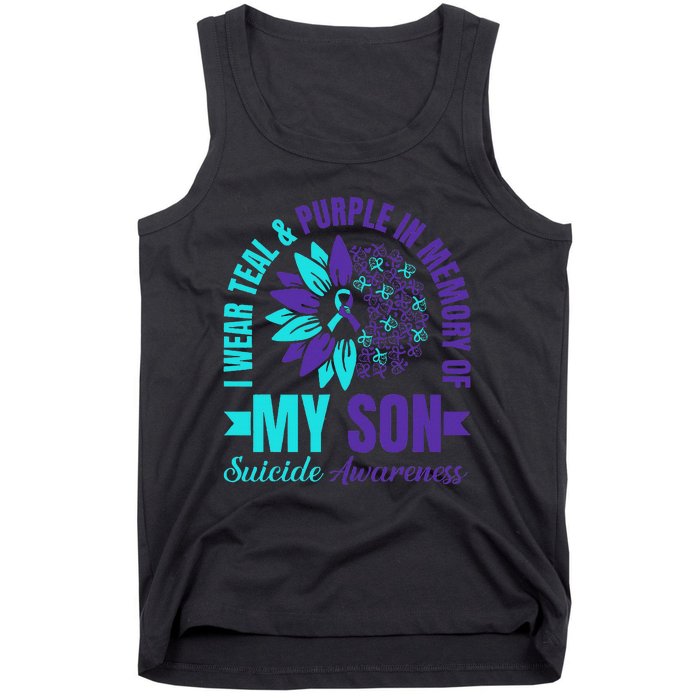 I Wear Teal Purple In Memory Of My Son Suicide Awareness Tank Top