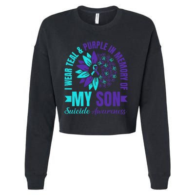 I Wear Teal Purple In Memory Of My Son Suicide Awareness Cropped Pullover Crew