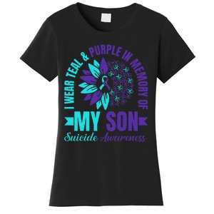 I Wear Teal Purple In Memory Of My Son Suicide Awareness Women's T-Shirt