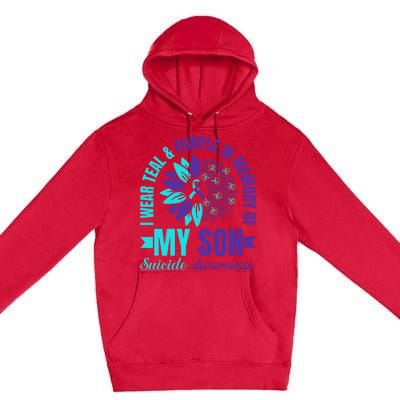 I Wear Teal Purple In Memory Of My Son Suicide Awareness Premium Pullover Hoodie