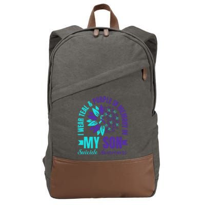 I Wear Teal Purple In Memory Of My Son Suicide Awareness Cotton Canvas Backpack