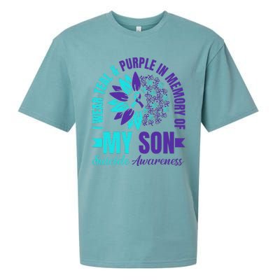 I Wear Teal Purple In Memory Of My Son Suicide Awareness Sueded Cloud Jersey T-Shirt