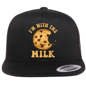 IM With The Milk And Cookie Couples Matching Costumes Flat Bill Trucker Hat