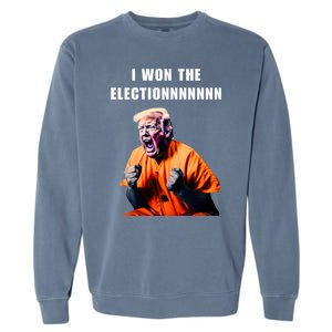 I Won The ElectionFunny Trump Prisoner Halloween Costume Garment-Dyed Sweatshirt