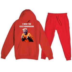 I Won The ElectionFunny Trump Prisoner Halloween Costume Premium Hooded Sweatsuit Set