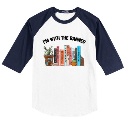 I'm With The Banned Funny Book Readers I Read Banned Books Baseball Sleeve Shirt