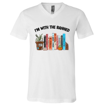 I'm With The Banned Funny Book Readers I Read Banned Books V-Neck T-Shirt