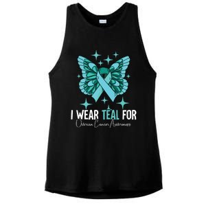 I Wear Teal For Ovarian Cancer Awareness Ladies PosiCharge Tri-Blend Wicking Tank