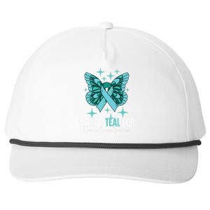 I Wear Teal For Ovarian Cancer Awareness Snapback Five-Panel Rope Hat