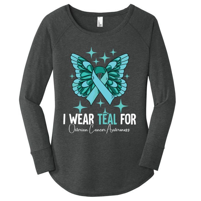 I Wear Teal For Ovarian Cancer Awareness Women's Perfect Tri Tunic Long Sleeve Shirt